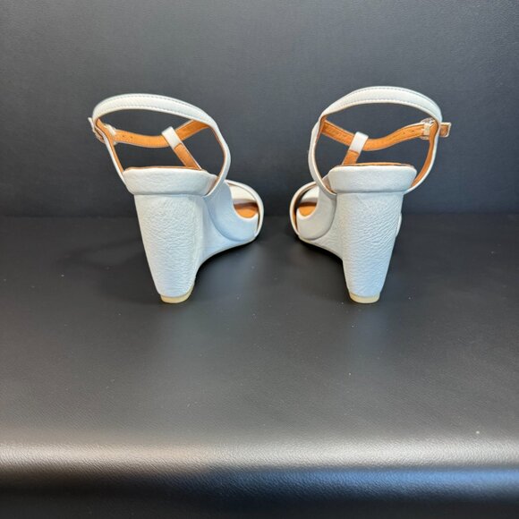 L'Amour Des Pieds T-strap Black Leather Wedge 8M - Picture 6 of 11